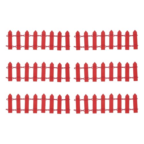 M METERXITY 6-Pack Miniature Fairy Garden Fence, 3.74 Inch 9.5x3cm Wooden DIY Small Wood Decorative Picket Fence for Dollhouse/Crafts/Diorama Project, Micro Landscape Ornaments [Red] - color: Red