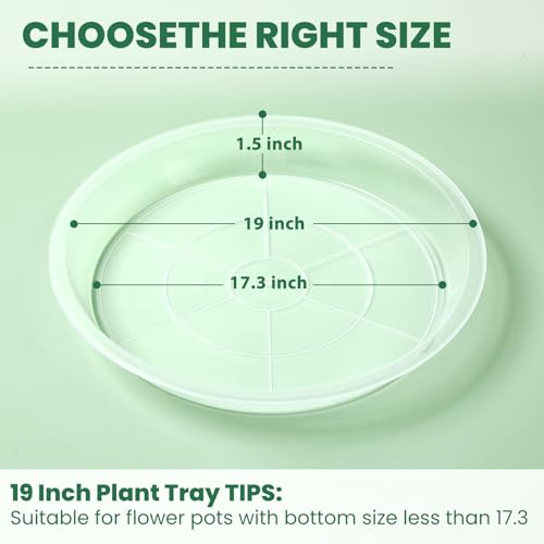 4 Pack 16 17 18 19 20 21 22 in Clear Plastic Plant Saucers for Indoors, Durable Plant Trays for Pots and Plant Water Catcher Tray with No Holes, Reusable Plastic Trays for Plants (19''-4Pack) - size: 19''-4Pack