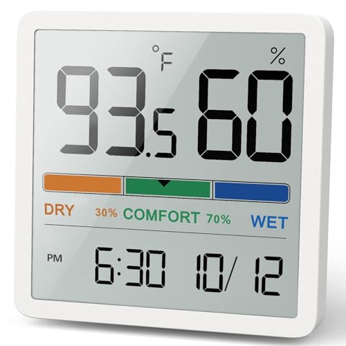Digital Hygrometer Indoor Thermometer, Humidity Monitor with Calibration - color: White, size: 1 Pack