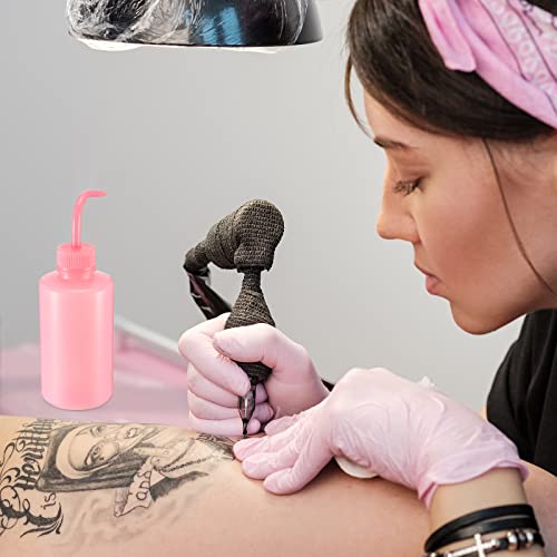Lallisa 30 Pcs 250 ml Pink Tattoo Wash Bottle Narrow Mouth Squeeze Succulent Watering Bottles Water Squirt Lash Wash Rinse for Medical Lab Cleaning Washing