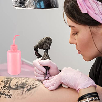 Lallisa 30 Pcs 250 ml Pink Tattoo Wash Bottle Narrow Mouth Squeeze Succulent Watering Bottles Water Squirt Lash Wash Rinse for Medical Lab Cleaning Washing