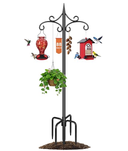 Double Shepherd Hook for Outdoor,88in Heavy Duty Bird Feeder Pole - size: 88inch