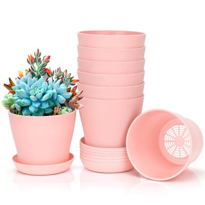 8 Pcs Flower Pot,Pots for Planting,3.8" Nursery Pot,Plastic Plant Pots Indoor for Plants Garden Succulent Pot,Gardening Gifts Herb Garden Planter,Seedling Planter - color: Pink