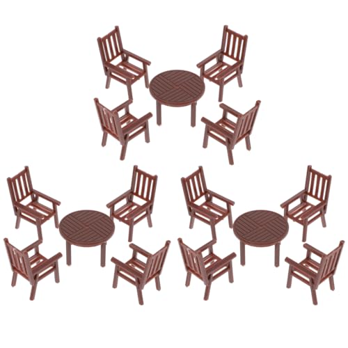 IMIKEYA Mini Table Chair Set 3 Sets of Miniature Tables and Chairs for Dollhouse Furniture Playhouse Accessory Children Plaything Smooth Surface 1.18 X 1.18 X 0.78 in