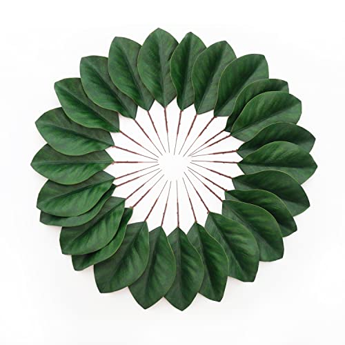 Artificial Green Magnolia Leaves Pack of 40 for Wedding Decor - color: 40pse