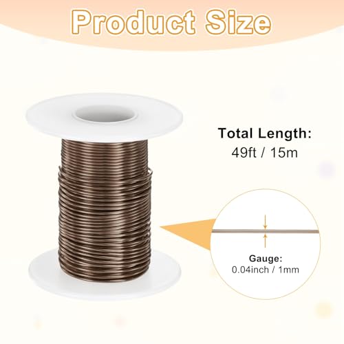 M METERXITY 1-Pack Bonsai Training Wire, 1mm x 49ft/15m Anodized Aluminum Bonsai Tree Wire for Fine Trunk/Gardening Branch/DIY Crafting [Brown] - color: Brown, size: 1mm x 49ft/15m