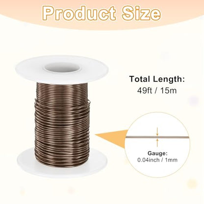 M METERXITY 1-Pack Bonsai Training Wire, 1mm x 49ft/15m Anodized Aluminum Bonsai Tree Wire for Fine Trunk/Gardening Branch/DIY Crafting [Brown] - color: Brown, size: 1mm x 49ft/15m