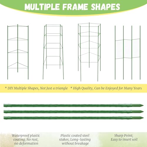 6 Pack Tomato Cage for Garden, 48 Inches Metal Garden Stakes, Plant Support Cages Trellis for Garden and Pots, Tomato Trellis for Potted Plants, Trellis for Climbing Plants Outdoor,Green