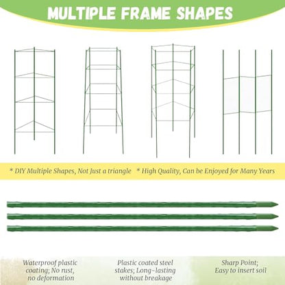 6 Pack Tomato Cage for Garden, 48 Inches Metal Garden Stakes, Plant Support Cages Trellis for Garden and Pots, Tomato Trellis for Potted Plants, Trellis for Climbing Plants Outdoor,Green