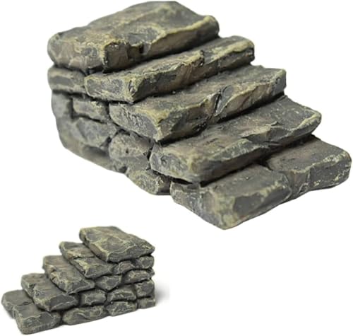 2Pcs Mini Resin Bridge Stair Stone Straight Bridge Stairs Stone Steps Garden Fairy Ornament Flower Pot Plant Micro Landscaping Decor Bonsai Craft Outdoor Statues Outdoor Decor, Decorations