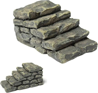 2Pcs Mini Resin Bridge Stair Stone Straight Bridge Stairs Stone Steps Garden Fairy Ornament Flower Pot Plant Micro Landscaping Decor Bonsai Craft Outdoor Statues Outdoor Decor, Decorations