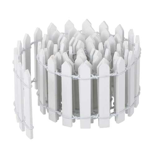 Bewudy 35Inches Mini Fairy Garden Fence, Wood Decorative Picket Fence - color: White