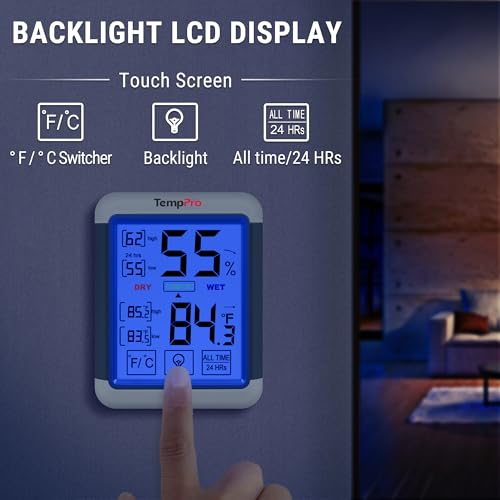 TempPro TempAir Digital Indoor Hygrometer Thermometer with Touchscreen - size: Indoor