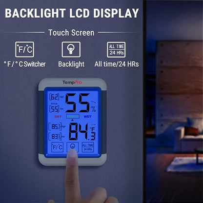 TempPro TempAir Digital Indoor Hygrometer Thermometer with Touchscreen - size: Indoor