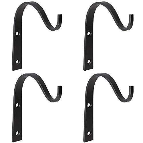 Mkono 4 Pack Iron Wall Hooks for Hanging Plant Lanterns, Plant Hanger Fence Metal Bracket for Bird Feeders, Wind Chimes, Mason Jar Sconces, Light Outdoor Indoor Rustic Home Decor, 3 Inch - size: Small