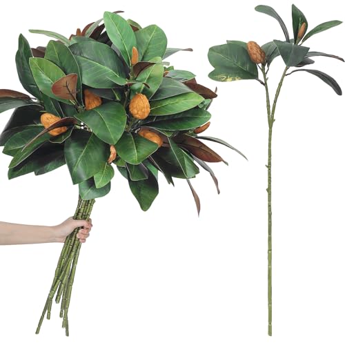 Daifunli 10 Pcs Magnolia Artificial Leaves Branches 32 Inch, 32inch