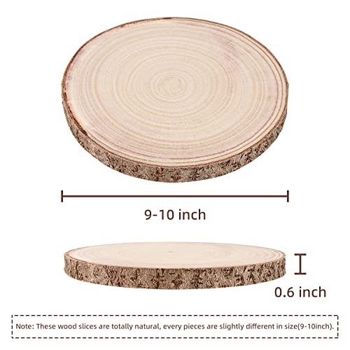 Maputune 8 Pcs 9-10 in Large Unfinished Wood Slices for Centerpieces, Natural Rustic Wooden Plate for DIY Craft, Round Wood Chips for Signage Painting Wedding Party Christmas Decor - size: 9-10 IN, 8pcs