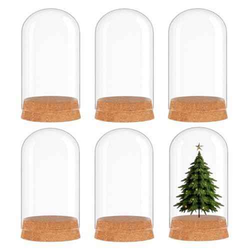 6 Pack Mini Glass Cloche with Cork Base, 2.37x3.94 Clear Bell Jars