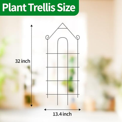 32" Plant Trellis, 6 Pack Metal Garden Trellis for Potted Plants Indoor/Outdoor, Rust-Proof Sturdy Steel Trellis for Climbing Plants, Monstera, Tomatoes, Cucumbers - size: 6Pack -32 inch house shape