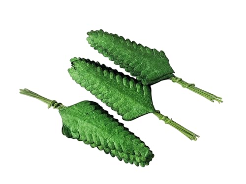 Ploen 25 pcs Green Leaves Ferns Mulberry Paper Leaves with Wire Stems Fern1 Leaf Mulberry Paper Craft Supplies Scrapbooking Embellishments for so Many Card DIY Craft Projects Leaves104