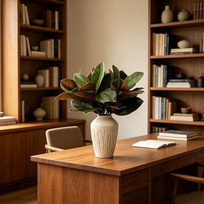 Magnolia Artificial Leaves Branches, 3D Magnolia Stem Life-Like Faux Leaves Twigs for Indoor Vase Filling Home Office Hotel Table Decor, 6 Pack, 22 Inch - size: 22inch