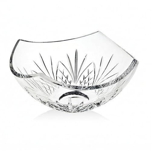 Godinger Glass Serving Bowl, Crystal Glass Salad Bowl, Fruit Bowl, 10.5" Wide - Dublin Collection