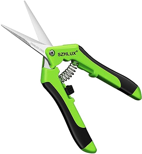 SZHLUX 6.5 Inch Gardening Scissors Hand Pruner Pruning Shears (1, Green) - color: Green