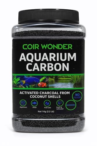 Aquarium Activated Carbon – Charcoal Filter Media Pellet Granules for Fish Tank & Pond – 1 Kg (2.2 lb) – Steam Activated Coconut Shell Carbon – Coir Wonder