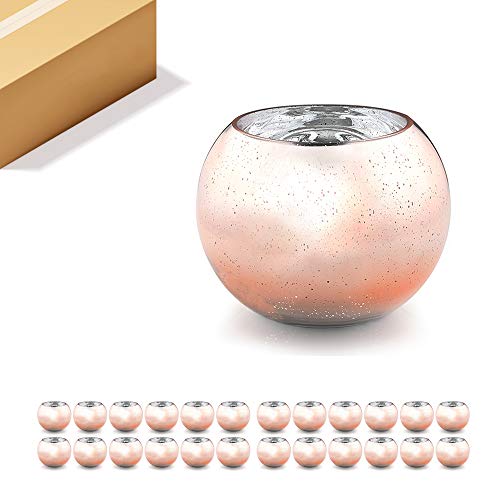 WGV Bowl Glass Vase Bulk, Diameter 6", Height 4.5", Open Width 4", (Multiple Choices) Rose Gold with Spot Bubble Planter for Wedding Event Home Decor, 24 Pieces (VBW0006RGS) - color: Rose Gold, size: 6"D 1 Case