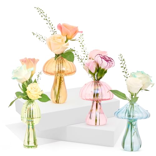 XXXFLOWER Glass Mushroom Vase Propagation Planter Window Plant - size: 4PCS Mushroom Vase