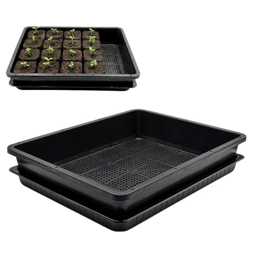 Soil Blocking Trays 5-Set 15x12inch Mesh Trays Flat Plant Tray with Humidity Domes, Nursery Supply for Microgreen, Seed Starting, Indoor Gardening, and Greenhouse - size: 5p Mesh Trays + Flat Trays