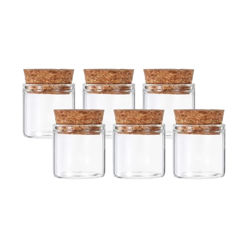 PATIKIL 10ml Test Tubes, 6pcs 1.18x1.18 Glass Clear Flat Bottom Test Tube Containers with Cork Stopper for Bead Party Candy Bath Salt Storage Scientific Experiment Plant Propagation - size: 10ml