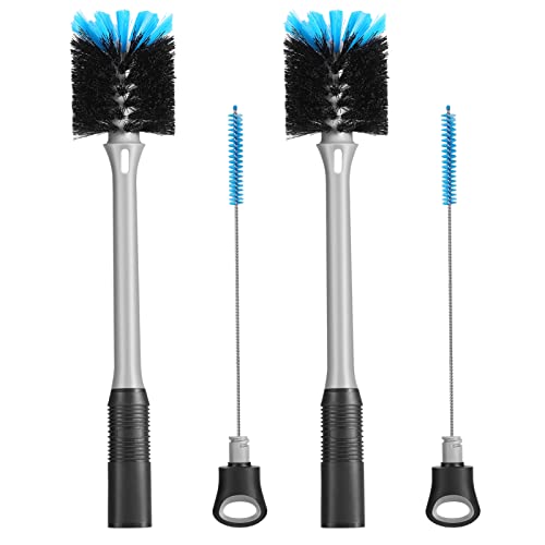MOSOLAN 2-in-1 Bottle Brush and Straw Cleaner Brush, Black, 2 Pack | Long Handle Water Bottle Scrubbing Brush for Water Bottles, Glasswares, Mugs, Flasks, Tumblers and Kitchen Sink - color: Black, size: 2 Count (Pack of 1)