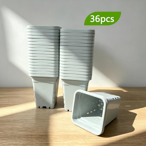HG5X5SW 5"x5" Square White Pot, 7" Tall Pack of 36 - size: 5"x 5"-36PCS