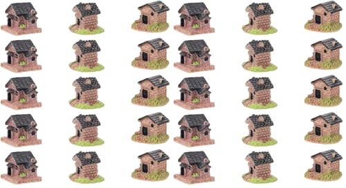 15Pcs Resin Small House Decorations Miniature House Figurines for Micro Scene Decoration Tiny Village Ornaments for Home and Office Decor (Pack of 2) - size: 2X1.8CM (Pack of 2)