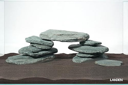 LANDEN River Slate Stone 18lb Natural Aquarium Rocks for Fish Tank Decor - size: 15 River Slate Stone(3-9 inches,18lbs)