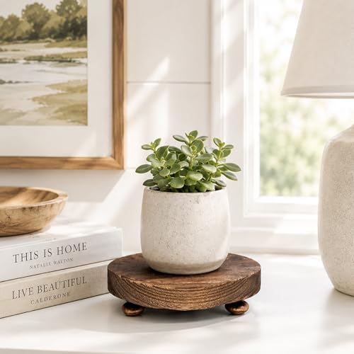 Wood Riser for Display Stand, 4.72inch Holder for Rustic Farmhouse Decor, Tiered Tray Decorations, Round Pedestal Stand for Boho Decor, Shelf Decorations - Lamp Riser Cake Stand Plant Stand - color: 1 Pc Charred Brown Riser