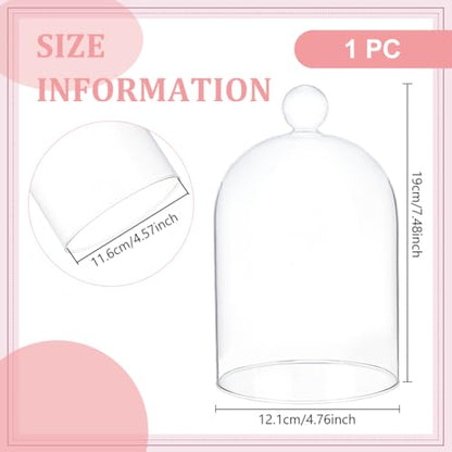 BENECREAT 4.7x6.3inch Glass Display Cloche, Clear Dustproof Dome with Bell, Glass Bell Cloche for Plants, Fairy Lights or Table Wedding Decor - size: 4.7x6.3 Inch