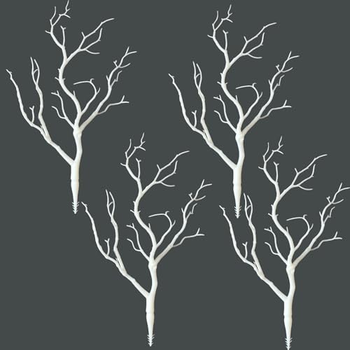 13.8 inches Artificial Coral Branches Fake Antler Branches Small Branches for Home Decoration Flower Arrangement Wedding Christmas Halloween Festival (White 4PCS) - color: White 4pcs