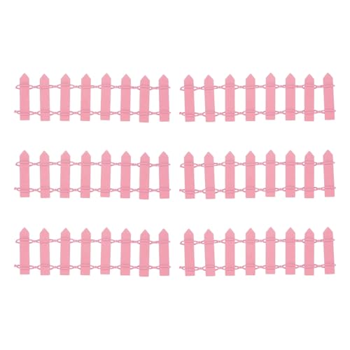 M METERXITY 6-Pack Miniature Terrarium Fence, 3.74 Inch 9.5x3cm Wooden DIY Small Wood Decorative Picket Fence for Dollhouse/Crafts/Diorama Project, Micro Landscape Ornaments [Pink] - color: Pink