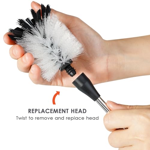 Bottle Cleaning Brush with 2 Replaceable Heads, 13 in, White | Sturdy Nylon Bristles, Long Handle, Non-Slip Grip, Compatible with Sport Bottles, Tumblers, Mugs, Wine Decanters, Glassware - color: White, size: 13 Inch ( Pack of 1)