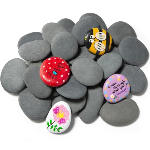 Simetufy 25 Pcs River Rocks for Painting, 2"-3" Flat & Smooth Stones | Hand Picked Natural Stones to Paint, Crafts for Kids & Adults - size: 2-3in -25pcs