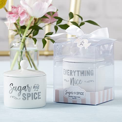 Kate Aspen Ceramic Sugar Container/Bowl, Spice and Everything Nice, White with Silver Foil, one size - size: Pack of 1, style: White with Silver Foil