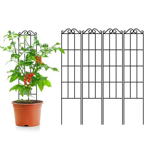 ARIFARO 4Pack 37.5'' Metal Garden Trellis for Climbing Plants Outdoor | Thicken Steel Trellis, For Indoor/Outdoor, Tomato, Cucumber, Rose, Flower, Potted Plants, Houseplants, Climbing Vines, Black - size: 37.5 inches