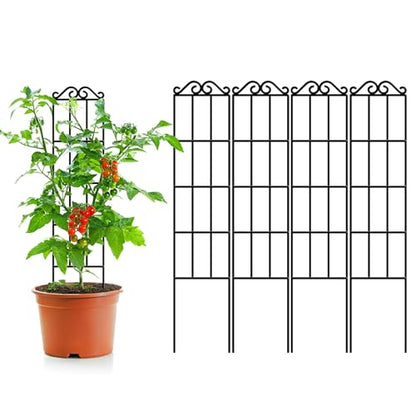 ARIFARO 4Pack 37.5'' Metal Garden Trellis for Climbing Plants Outdoor | Thicken Steel Trellis, For Indoor/Outdoor, Tomato, Cucumber, Rose, Flower, Potted Plants, Houseplants, Climbing Vines, Black - size: 37.5 inches