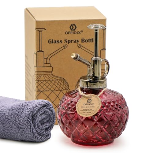 OFFIDIX Plant Mister, Amaranth Glass Decorative Vintage Spray Bottle 10 oz - color: B-Amaranth