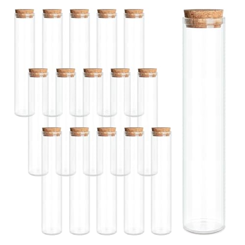 JIUYUE 16-Pack 1.01 oz (30ml) Glass Bottles & Test Tube with Cork Stoppers | Small Glass Jars for Spell Bottles, Potion Bottles, DIY Party Favors, Travel Memories & Plant Propagation - color: 16pcs