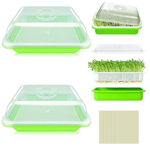 Legigo 2 Pack Seed Sprouter Trays with Lids, Microgreens Growing Trays Kit - size: 2 Packs With Lids