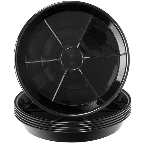 6 Pack Plant Saucer Drip Tray 11 12 inch, Pot Base for Plants Indoor, Heavy Sturdy Plastic Planter Flower Pot Saucers for Outdoor Garden, Plant Water Drip Trays for pots (12", Black) - color: Black, size: 12" - 6Pcs