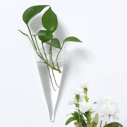 BESTYASH Wall Hanging Vase Clear Glass Flower Vase Bottle for Plant Cuttings Air Plant Hanger Water Circular Wall Mounted Glass Planter for Bedroom Living Room Office Decor